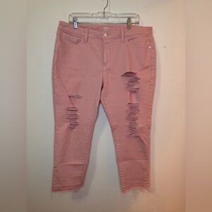 a.n.a Distressed Skinny Jeans in Pink
